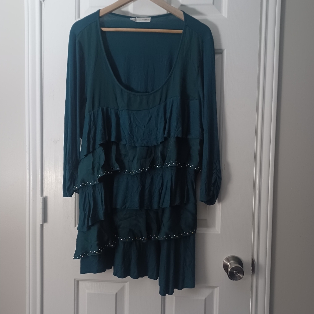 Maurices Tiered Studded Ruffle Top Wmns Sz 2X